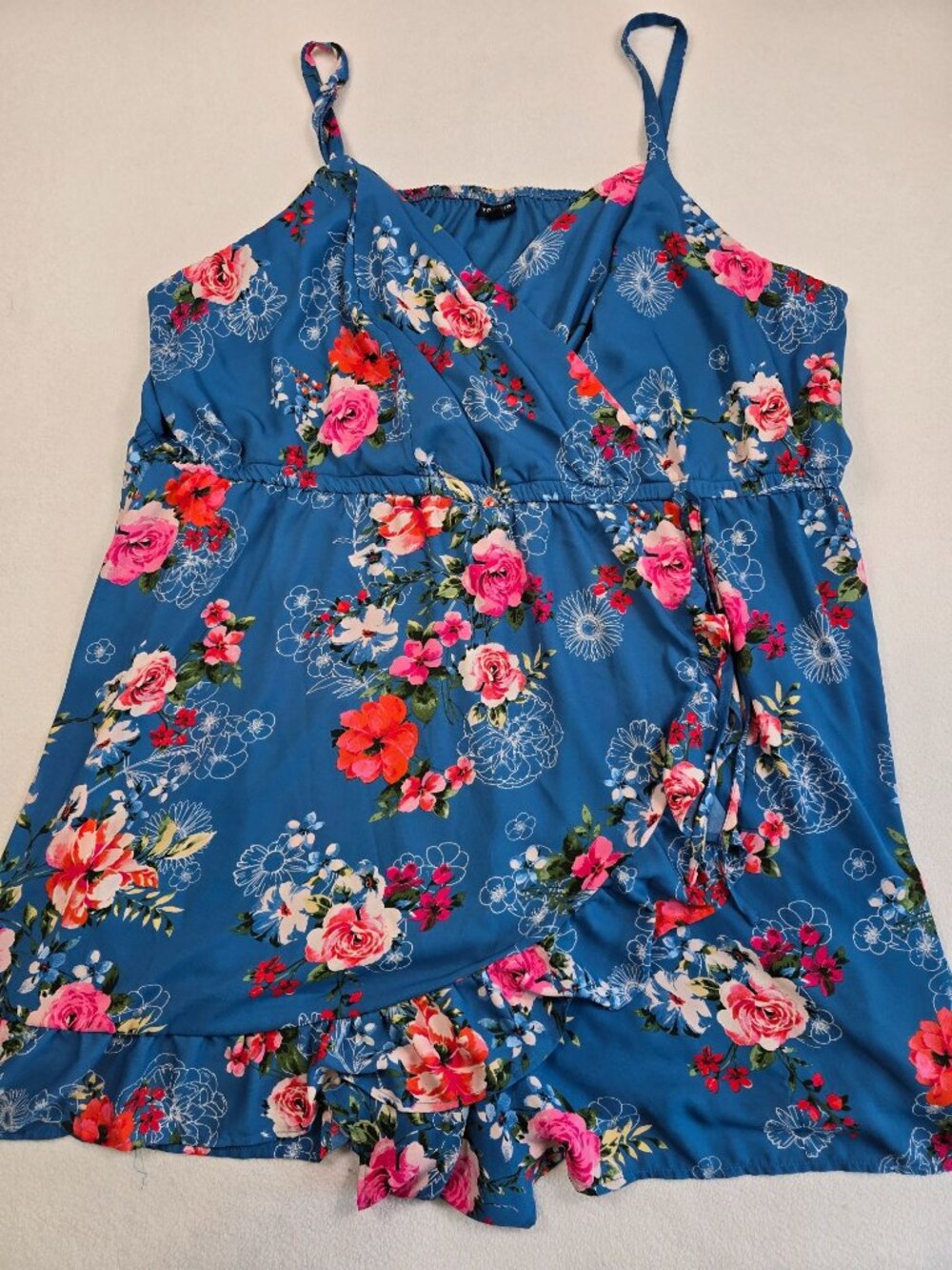 Torrid Womens 5 Floral Print Sleeveless Romper Blue